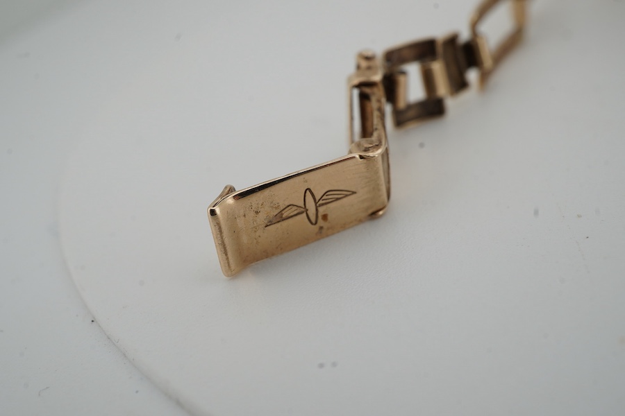 A lady's gold Rotary Elite quartz wrist watch, case width 1.6cm excluding winder, bracelet length 14.5cm, stamped 375 and 9K GOLD, European convention assay marks for 9ct gold, gross weight 12 grams